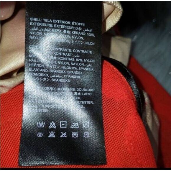 BEBE RED & NUDE LACE BODYCON DRESS SZ.XS EUC. - Picture 8 of 8